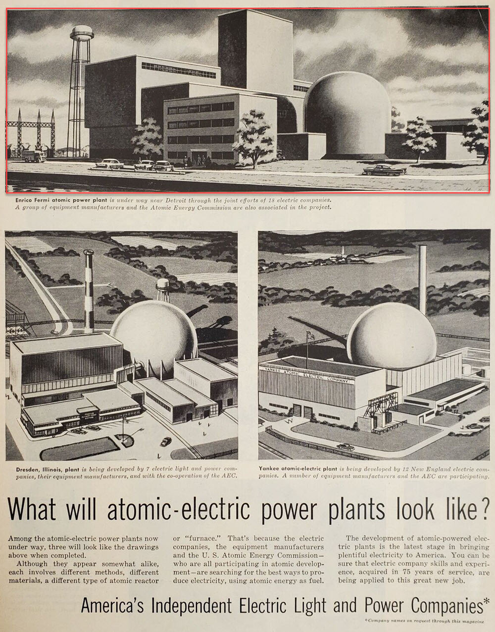 Enrico Fermi Nuclear Generating Station - 1957 Print Ad